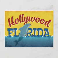 Hollywood Florida Dolphin Retro Vintage Travel