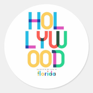 Hollywood Florida Mid Century, Pop Art, Runder Aufkleber