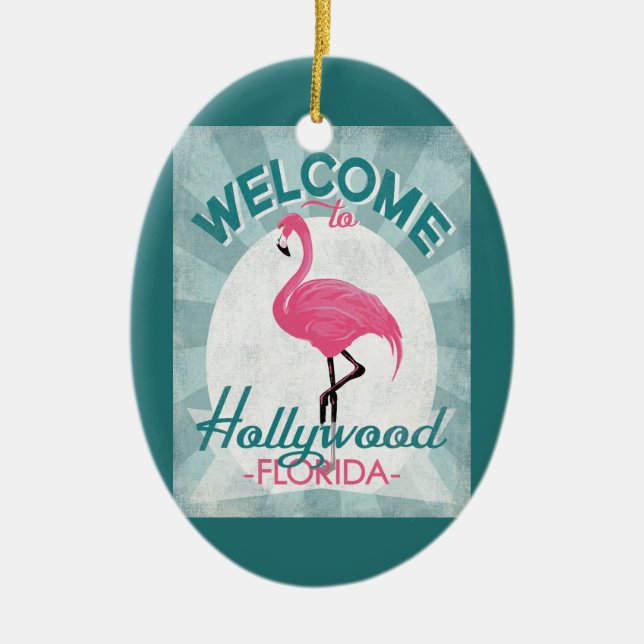 Hollywood Florida Pink Flamingo Retro Keramik Ornament (Vorne)