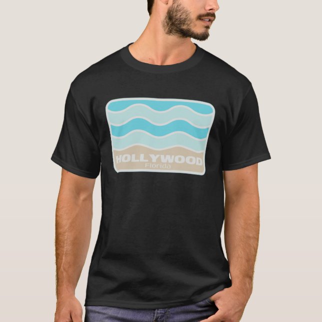 Hollywood Florida Retro FL Waves Beach Souvenir T-Shirt (Vorderseite)
