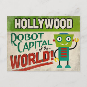 Hollywood Florida Robot - Funny Vintag Postkarte