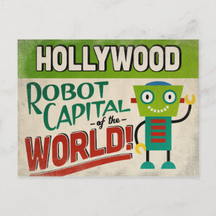 Hollywood Florida Roboter - Lustige Vintage Postkarte