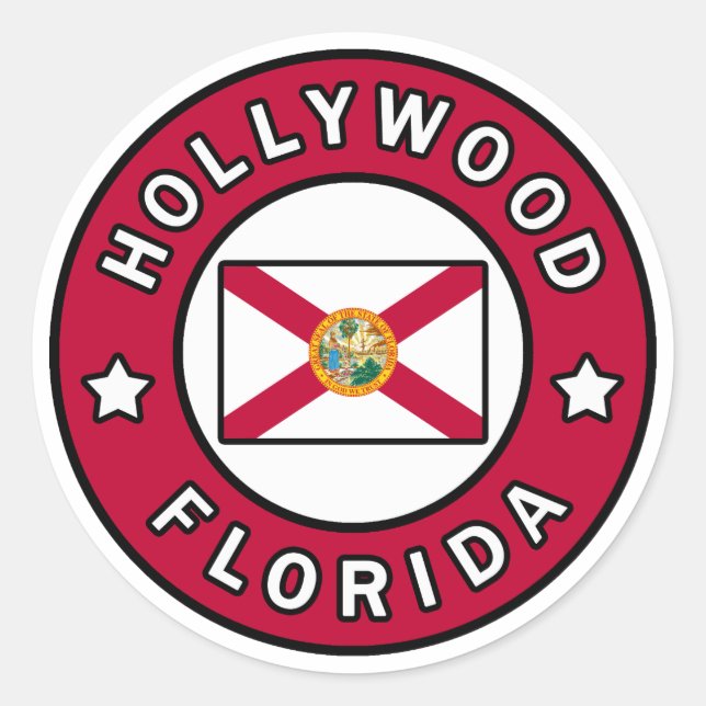 Hollywood Florida Runder Aufkleber (Vorderseite)