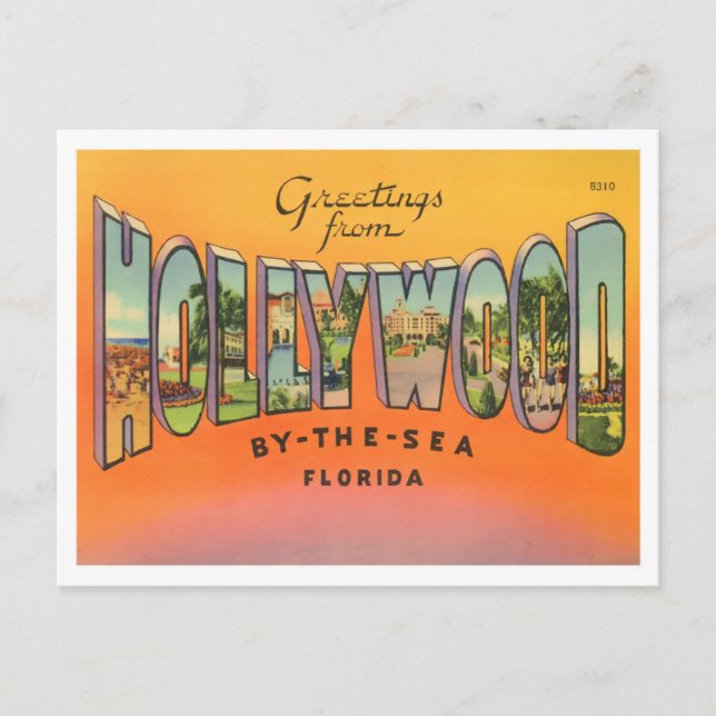 Hollywood, Florida Vintag Big Letters Postcard Postkarte (Vorderseite)