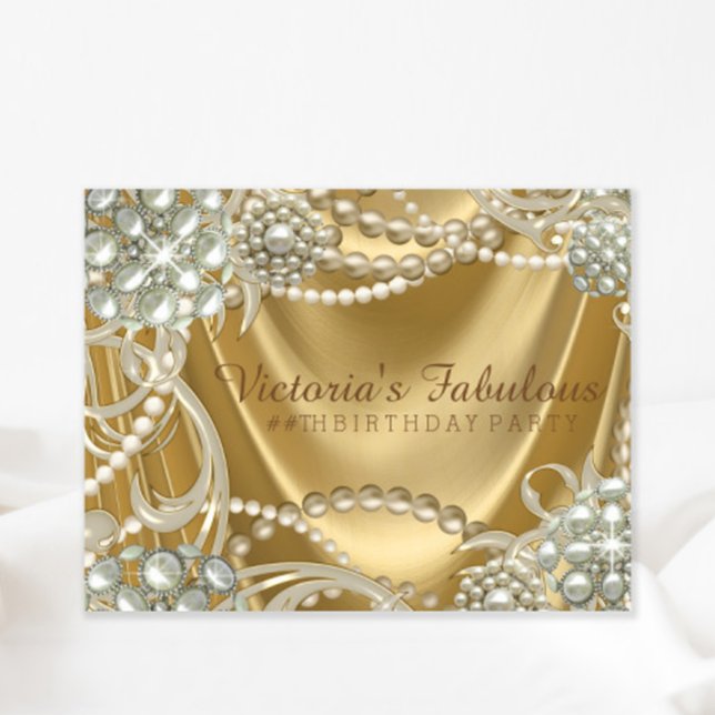 Hollywood Glam Pearl Birthday Party Einladung (You can change all of the text for your event on this elegant any occasion invitation.)