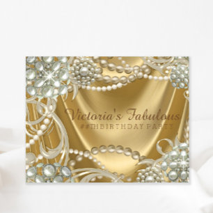 Hollywood Glam Pearl Birthday Party Einladung
