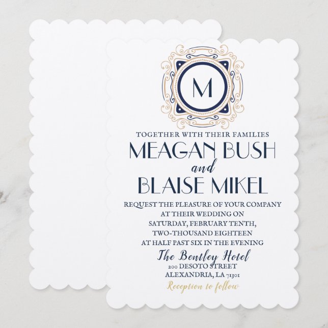 Hollywood Glam Wedding Einladung (Vorne/Hinten)