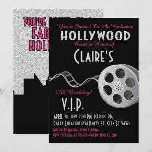 Hollywood Glitzer Birthday Einladung