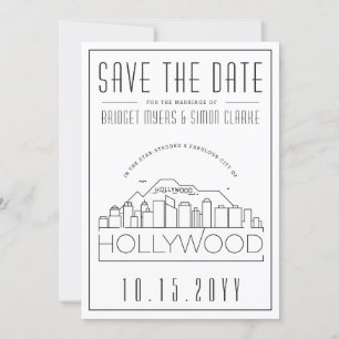 Hollywood-Hochzeit stilisierte Skyline Erinnerung  Einladung