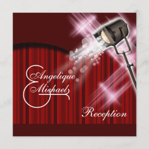 Hollywood Hochzeitsempfang rot Schwarz-weiß Einladung