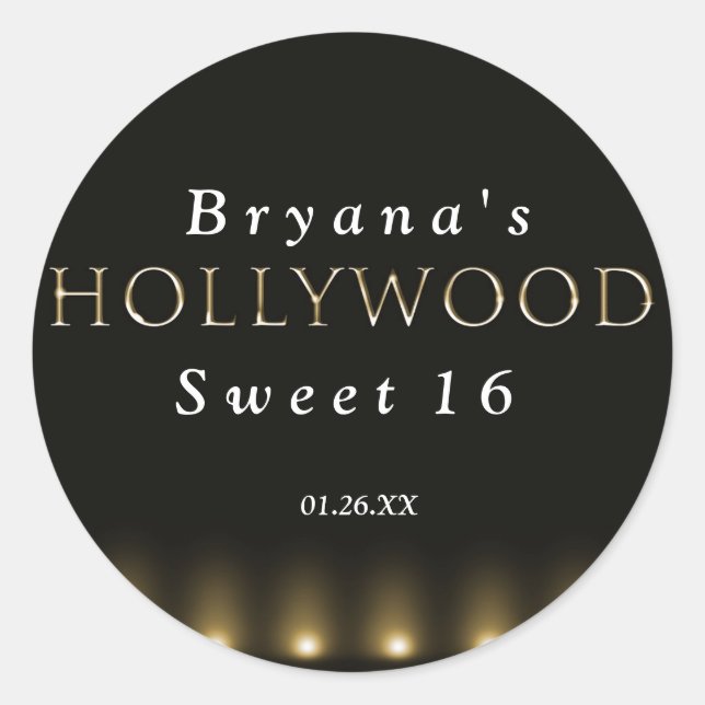 Hollywood Lights Black Party Sticker Label (Vorderseite)