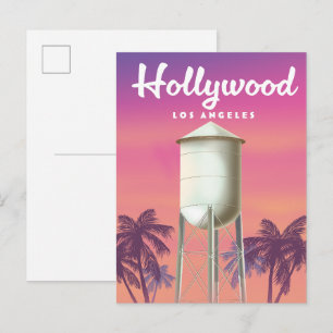 Hollywood Los Angeles Reiseposter Einladungspostkarte
