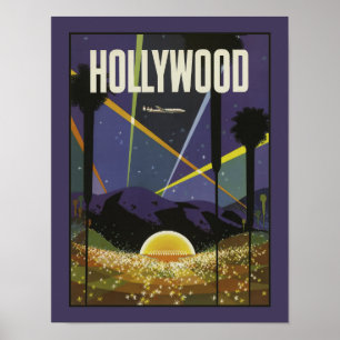 Hollywood Los Angeles Vintage Travel Poster