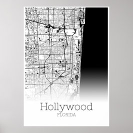Hollywood Map - Florida - City Map Poster
