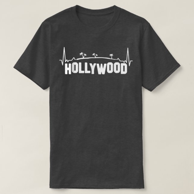 Hollywood mit Palmen Los Angeles Heartbeat T-Shirt (Design vorne)