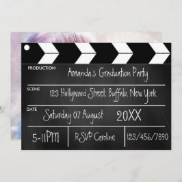 Hollywood Movie Graduation Party Chalkboard Foto Einladung