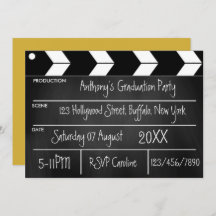 Hollywood Movie Graduation Party Chalkboard Invit