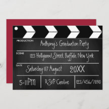 Hollywood Movie Graduation Party Chalkboard Invit