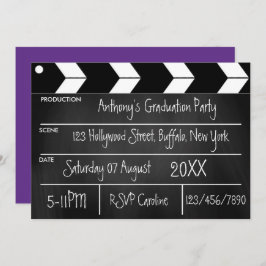 Hollywood Movie Graduation Party Chalkboard Invit Einladung