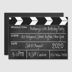 Hollywood Movie Theme Geburtstagsparty Chalkboard Magneteinladung