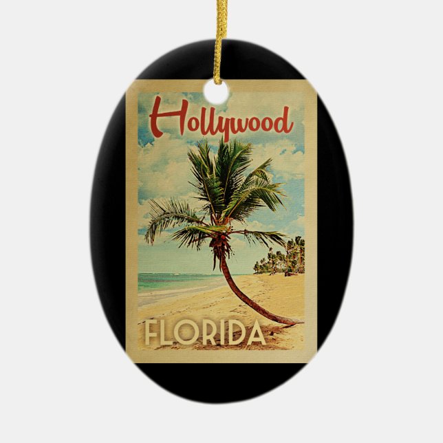 Hollywood Palm Tree Vintage Travel Keramik Ornament (Vorne)