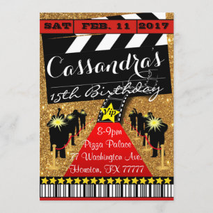 Hollywood Party, Hollywood Geburtstag Einladung