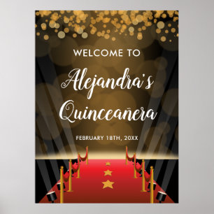 Hollywood Red Carpet Quinceanera Begrüßungszeichen Poster