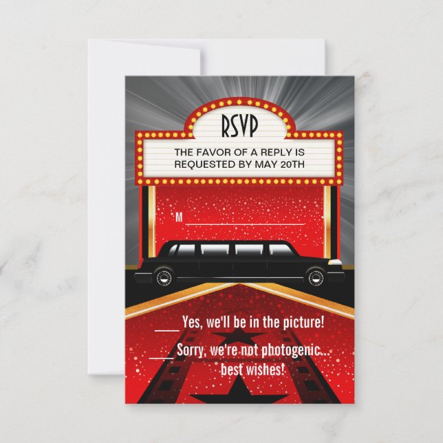 Hollywood Red Carpet UAWG RSVP Karte (Vorderseite)