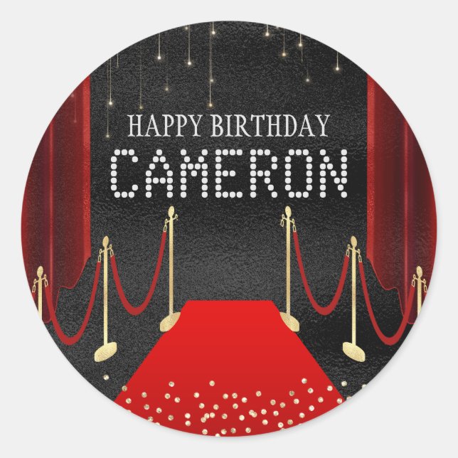 Hollywood Red Carpet VIP Party Runder Aufkleber (Vorderseite)