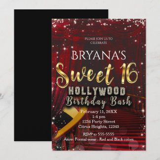 Hollywood Red Tepet Stairs SWEET 16 Birthday Einladung