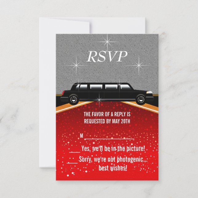 Hollywood Red Tepet UAWG Template RSVP Karte (Vorderseite)