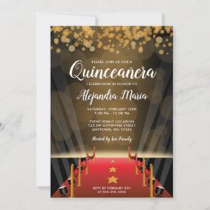 Hollywood-Rot-Teppich-Quinceanera-Einladungen Einladung