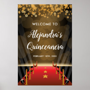 Hollywood-Rot-Teppich-Quinceanera-Willkommensschil Poster