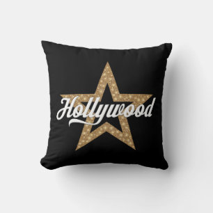 Hollywood-Schrift mit Stern (weiße Schrift) Pillow Kissen