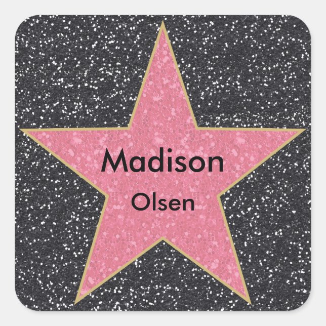 Hollywood Square druckter Glitzer Name Stickers (Vorderseite)
