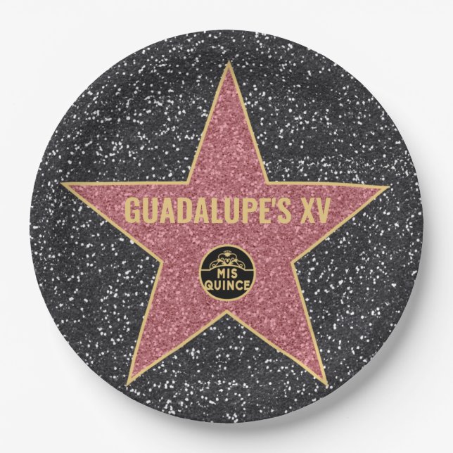 Hollywood Star Mis XV Geburtstagsparty Teller (Vorderseite)