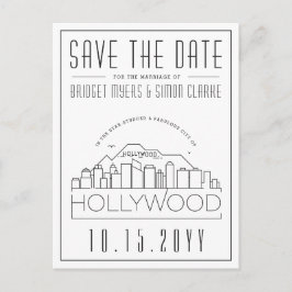 Hollywood | Stilisierte Skyline Save the Date Postkarte