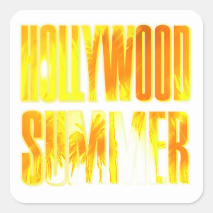 "Hollywood Summer" Gelb-Orange-Buchstabenaufkleber Quadratischer Aufkleber