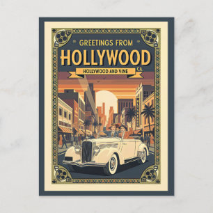 Hollywood und Vine 1940er Jahre Ansicht im Vintage Postkarte