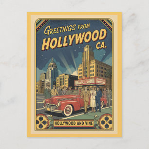 Hollywood und Vine 1940er Jahre Ansicht im Vintage Postkarte