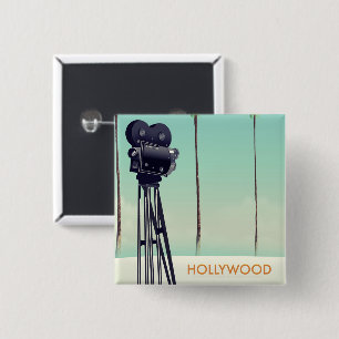 Hollywood Vintage-Kamera Reiseposter Button