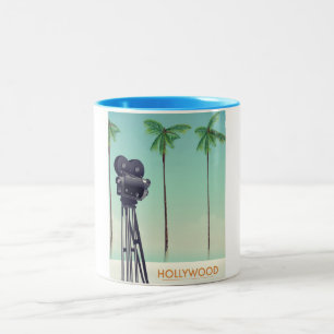Hollywood Vintage-Kamera Reiseposter Zweifarbige Tasse