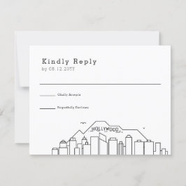 Hollywood Wedding | Stilisierte Skyline-UAWG RSVP Karte