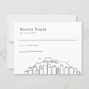 Hollywood Wedding Stilisierte Skyline-UAWG RSVP Karte