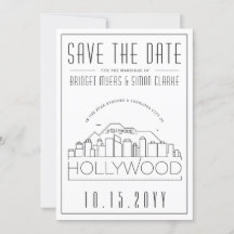 Hollywood Wedding Stylized Skyline Save the Date