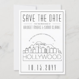 Hollywood Wedding Stylized Skyline Save the Date Einladung