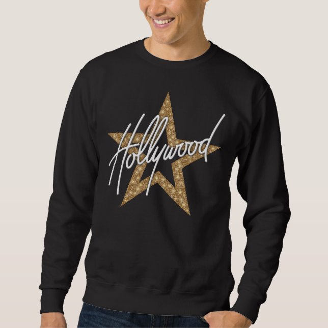 Hollywood White Hand Script mit Star Sweatshirt (Vorderseite)