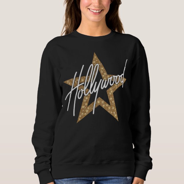 Hollywood White Hand Script mit Star Sweatshirt (Vorderseite)