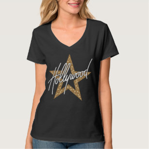 Hollywood White Hand Script mit Star T-Shirt