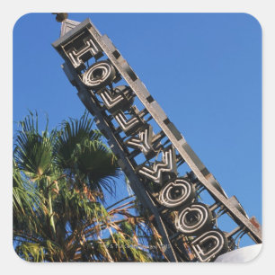 Hollywood-Zeichen, Los Angeles, Kalifornien Quadratischer Aufkleber